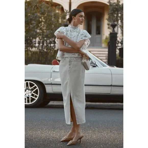 Anthropologie The Lainie High-Neck Lace Cutwork Blouse L NWT - Picture 7 of 9